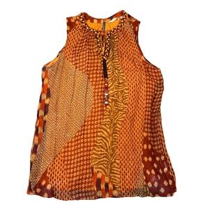 Soft Surroundings Womens‎ Sleeveless Tunic Top Patchwork Boho Mixed Print Size L